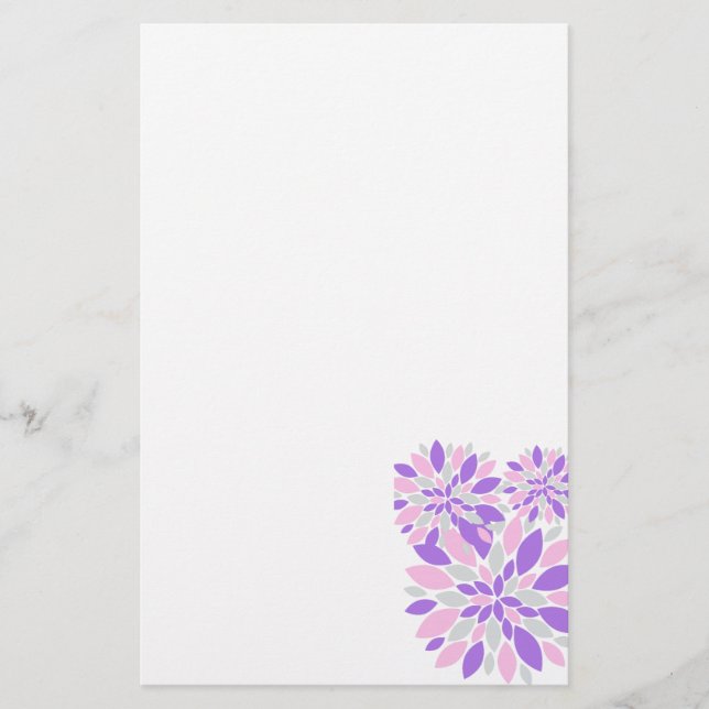 Magic Petals Purple Flowers Briefpapier (Vorderseite)