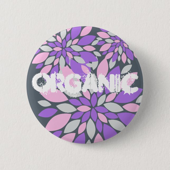 Magic Petals Purple Flowers Button (Vorderseite)