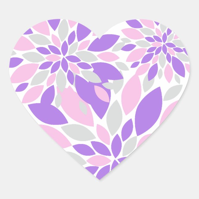 Magic Petals Purple Flowers Herz-Aufkleber (Vorderseite)