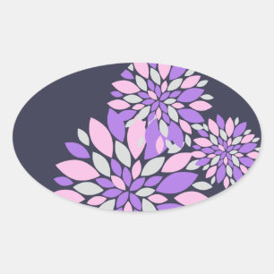 Magic Petals Purple Flowers Ovaler Aufkleber