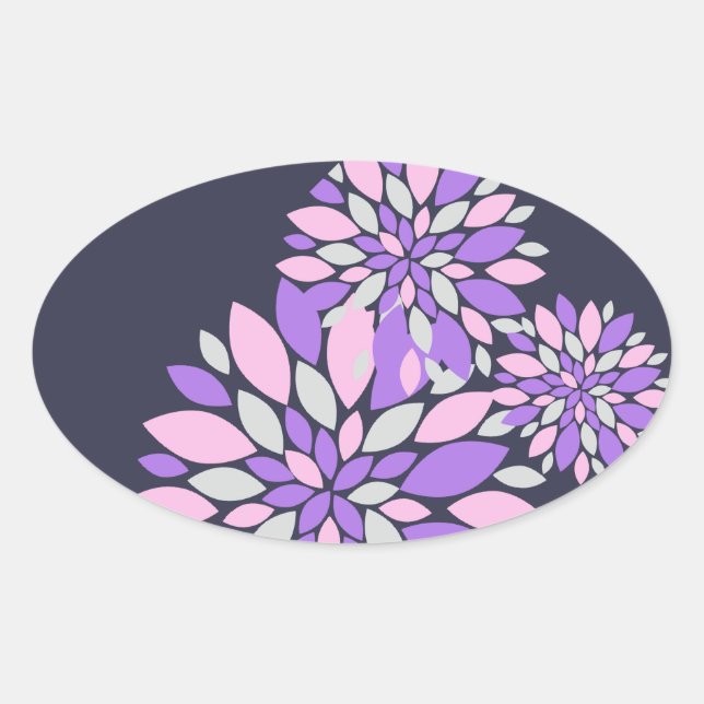 Magic Petals Purple Flowers Ovaler Aufkleber (Vorderseite)