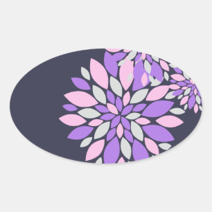 Magic Petals Purple Flowers Ovaler Aufkleber