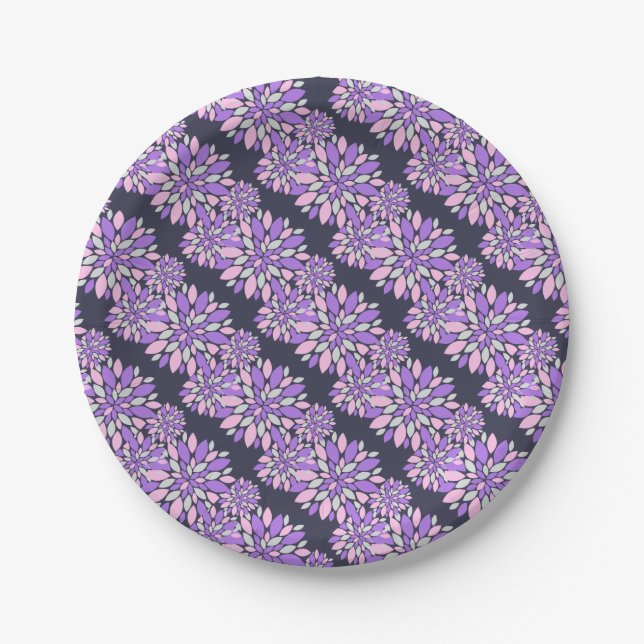 Magic Petals Purple Flowers Pappteller (Vorderseite)