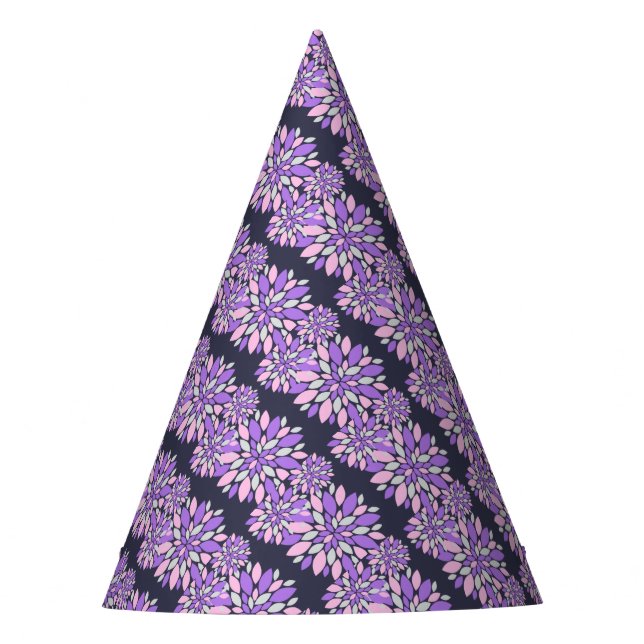 Magic Petals Purple Flowers Partyhütchen (Vorderseite)