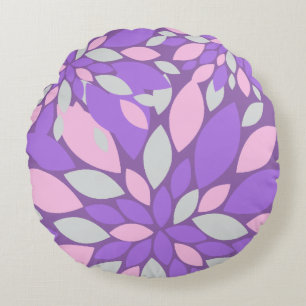 Magic Petals Purple Flowers Rundes Kissen