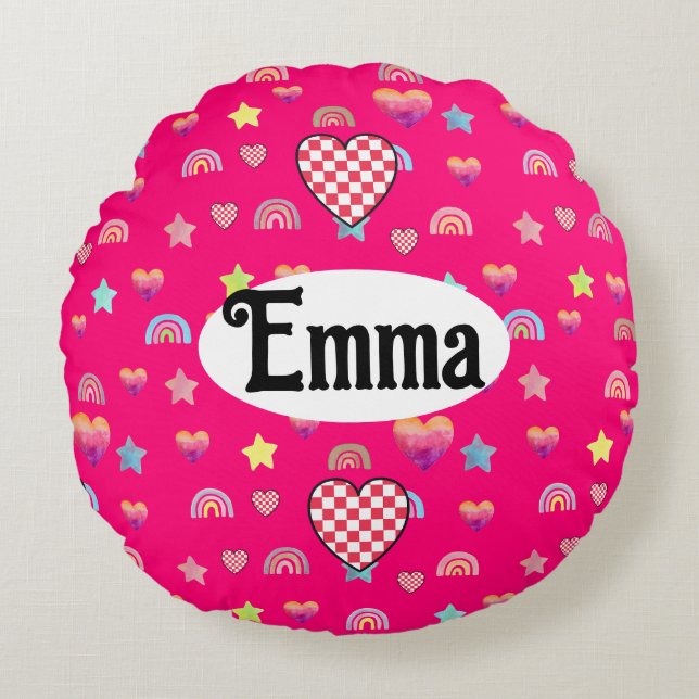 Magic pink candy world rundes kissen (Vorderseite)