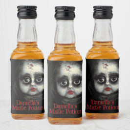Magic Pop Creepy Goth Doll Halloween Alkoholflaschenetikett