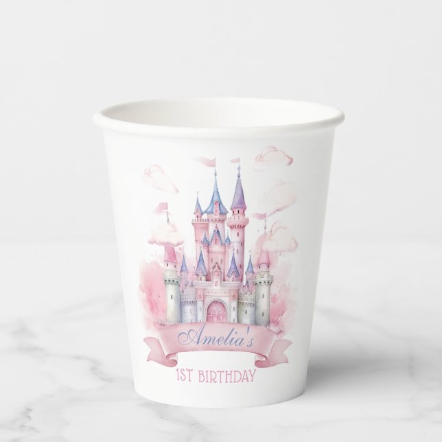 Magic Princess Burg Birthday Paper Cups Pappbecher (Vorderseite)