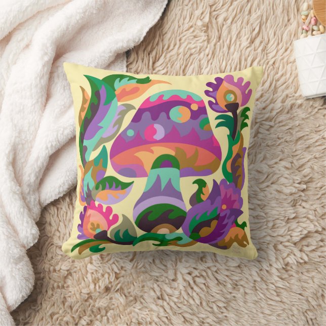 Magic Rainbow Mushroom Throw Kissen (Decke)