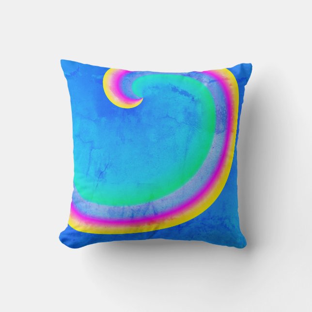 Magic Rainbow Wave Curl Blue Cushion Kissen (Vorderseite)