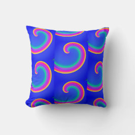 Magic Rainbow Waves Curls Blue Cushion Kissen