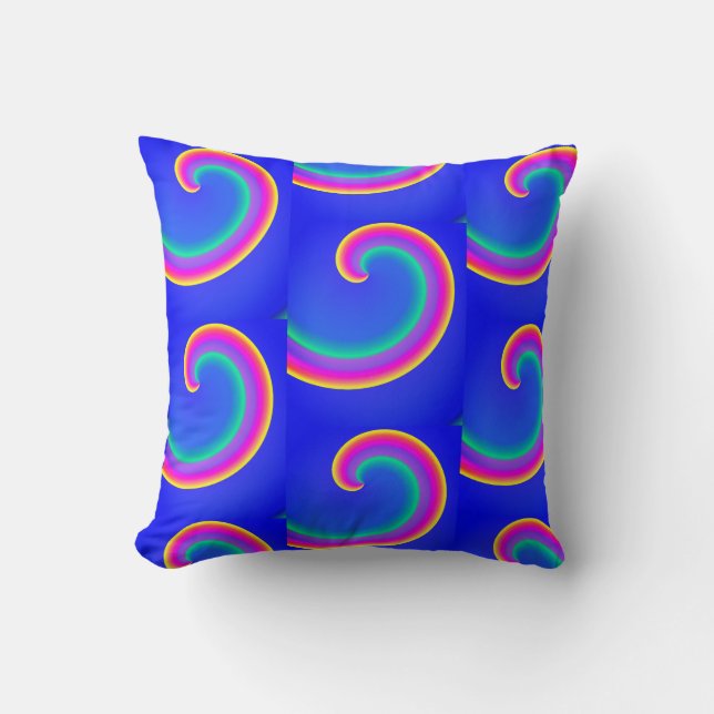 Magic Rainbow Waves Curls Blue Cushion Kissen (Vorderseite)