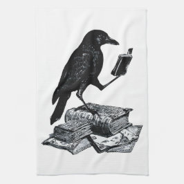 Magic Raven mit akademischen Büchern Geschirrtuch