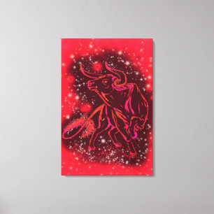 Magic Red Bull Running Canvas Print - Malerei Leinwanddruck