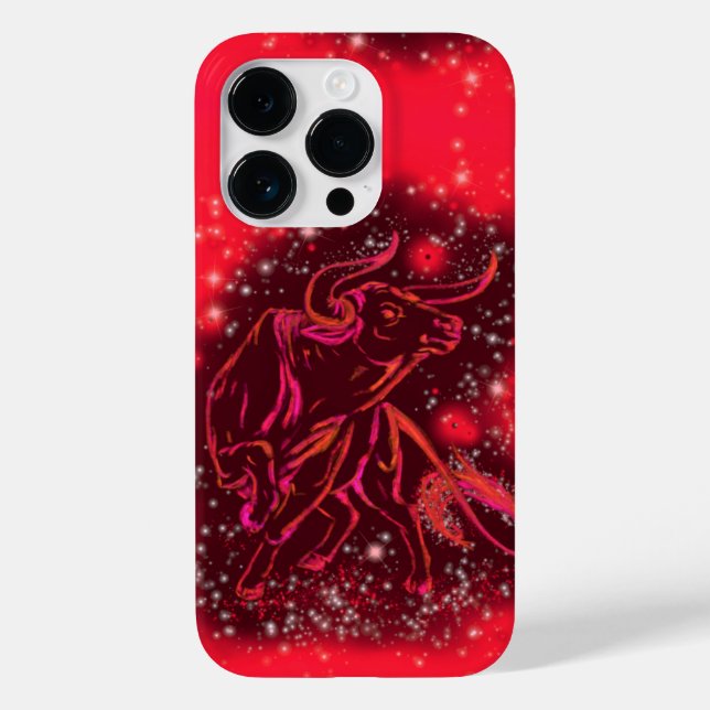 Magic Red Bull Running iPhone Case Starry Night (Rückseite)