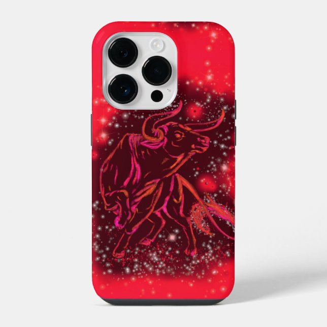 Magic Red Bull Running iPhone Case Starry Night Hülle (Rückseite)