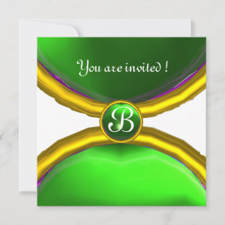 MAGIC RINGS, MONOGRAM-Edelstein grün Einladung