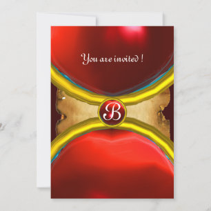 MAGIC RINGS ,MONOGRAM Perchester Rot Einladung