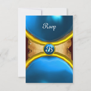 MAGIC RINGS,MONOGRAM Pergament uAwg Edelblau Einladung