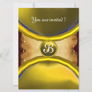 MAGIC RINGS, MONOGRAMM Pergament Gelb Einladung