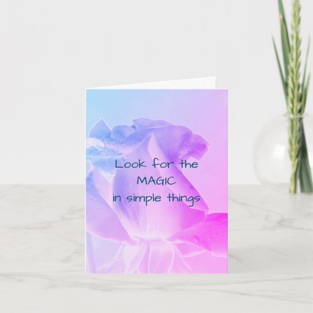 Magic Rosenknospe Inspirational Note Card Dankeskarte (Vorderseite)