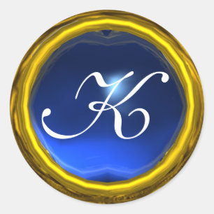 MAGIC SAPPHIRE MONOGRAM hellgelb Runder Aufkleber