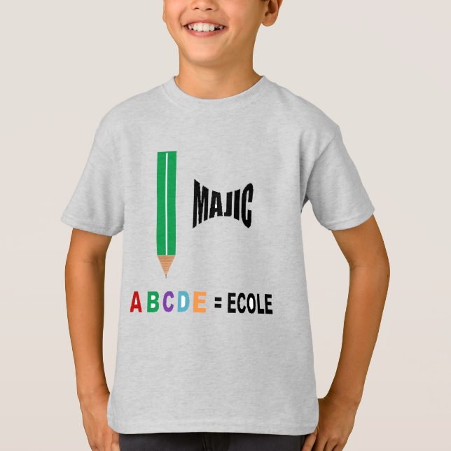 Magic-Schule-T-Shirt Jersey grau T-Shirt (Vorderseite)