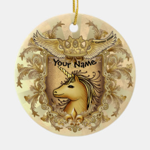 Magic Shield Unicorn Keramik Ornament