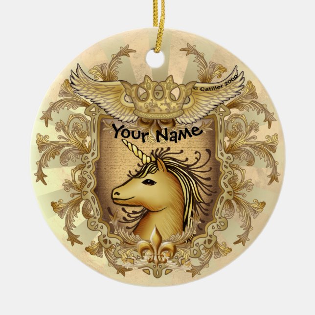Magic Shield Unicorn Keramik Ornament (Vorne)