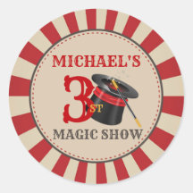 Magic Show Circus Geburtstagsparty Aufkleber Label