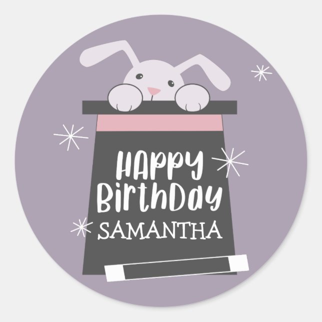 Magic Show Girls Geburtstagsparty Gefallen Tag Sti Runder Aufkleber (Vorderseite)