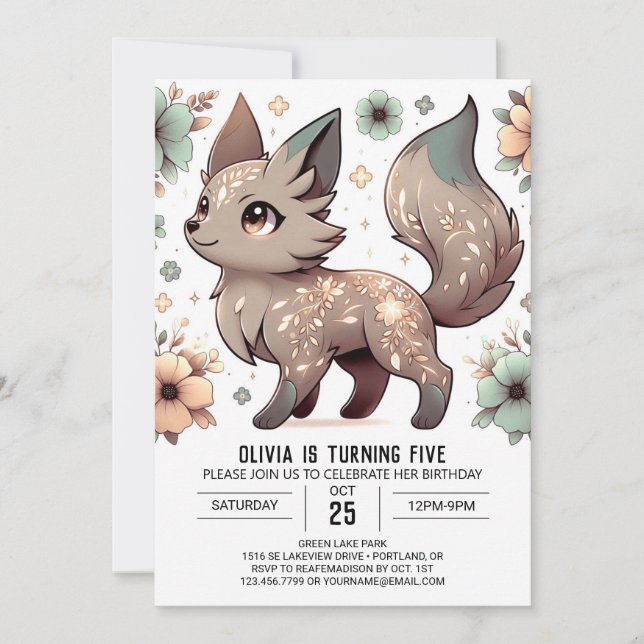 Magic Simple Wolf Digital Geburtstag Einladung (Vorderseite)