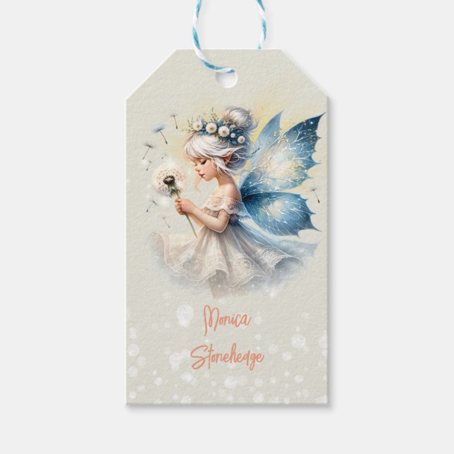Magic Small Fairy Silhouette Kindergeburtstag Geschenkanhänger (Vorderseite)