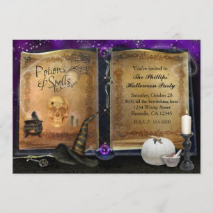 MAGIC SPELL BOOK Halloween Einladung Nr. 2