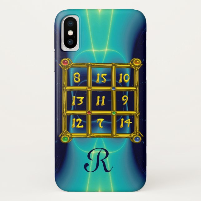 MAGIC SQUARE 33 MONOGRAM Aquamarin, Aqua Blue Türk Case-Mate iPhone Hülle (Rückseite)