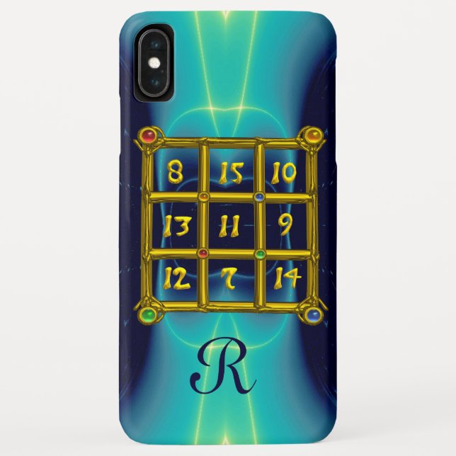 MAGIC SQUARE 33 MONOGRAM Aquamarin, Aqua Blue Turq Case-Mate iPhone Hülle (Rückseite)