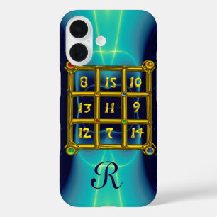 MAGIC SQUARE 33 MONOGRAM Aquamarin, Aqua Blue Turq iPhone 16 Hülle