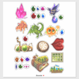 Magic Sticker Pack Kristalle Fantasie Dragon Raven