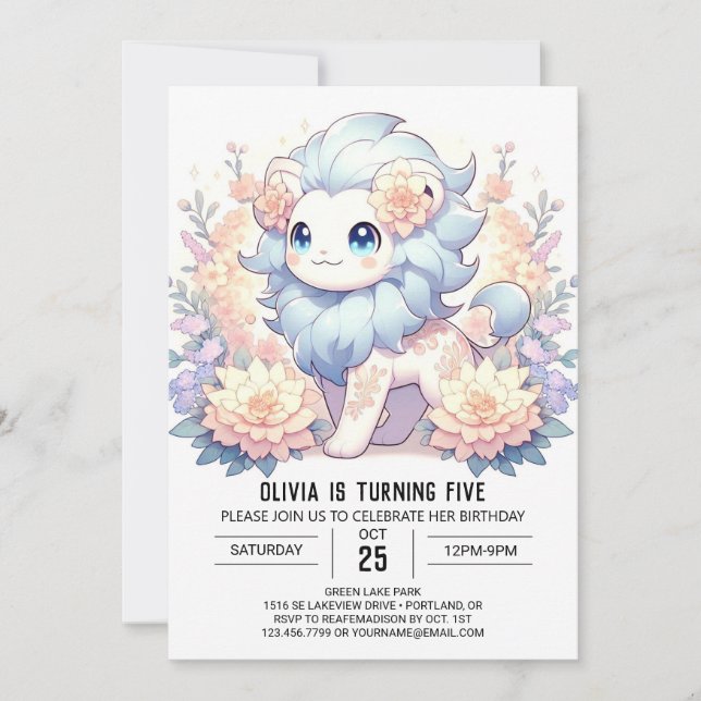 Magic Sweet Lion Digital Geburtstag Einladung (Vorderseite)