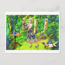 Magic Tee Party Fantasie Gartentiere Postkarte