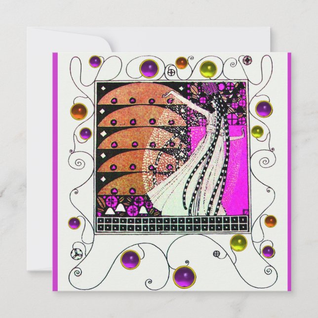 MAGIC THE SPRING hell violett schwarz braun Einladung (Vorderseite)