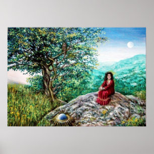 MAGIC TREE / Morgendämmerung in grünem Holz und Da Poster