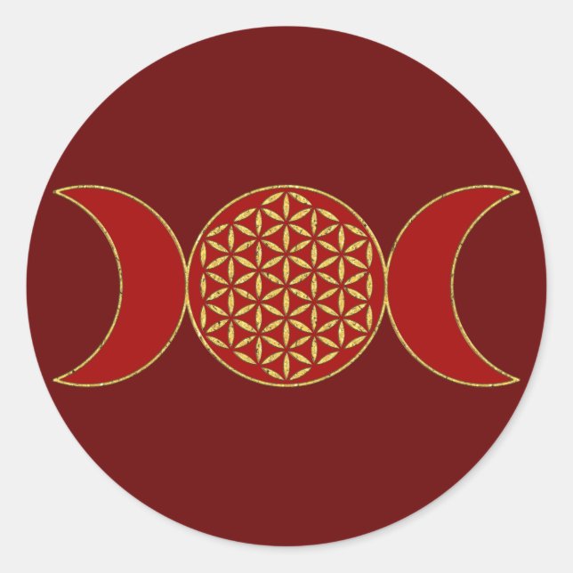 Magic Triple Moon - Spirit Blume des Lebens 1 Stun Runder Aufkleber (Vorderseite)