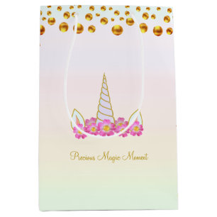 Magic Unicorn Blume & Gold Confetti Mittlere Geschenktüte