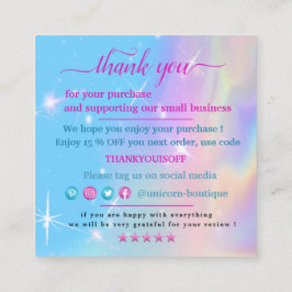 Magic Unicorn danke Quadratische Visitenkarte