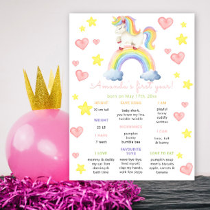 Magic Unicorn Erster Geburtstag Meilenstein Geburt Poster