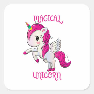 Magic Unicorn Fan Club Quadratischer Aufkleber