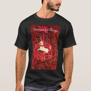 MAGIC UNICORN, FANTASIE-BLUME, ROTE FLORALMOTIFS T-Shirt