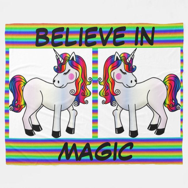 Magic Unicorn Fleecedecke (Vorderseite (Horizontal))