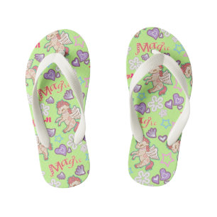 Magic Unicorn Green. Kid's Flip Flops